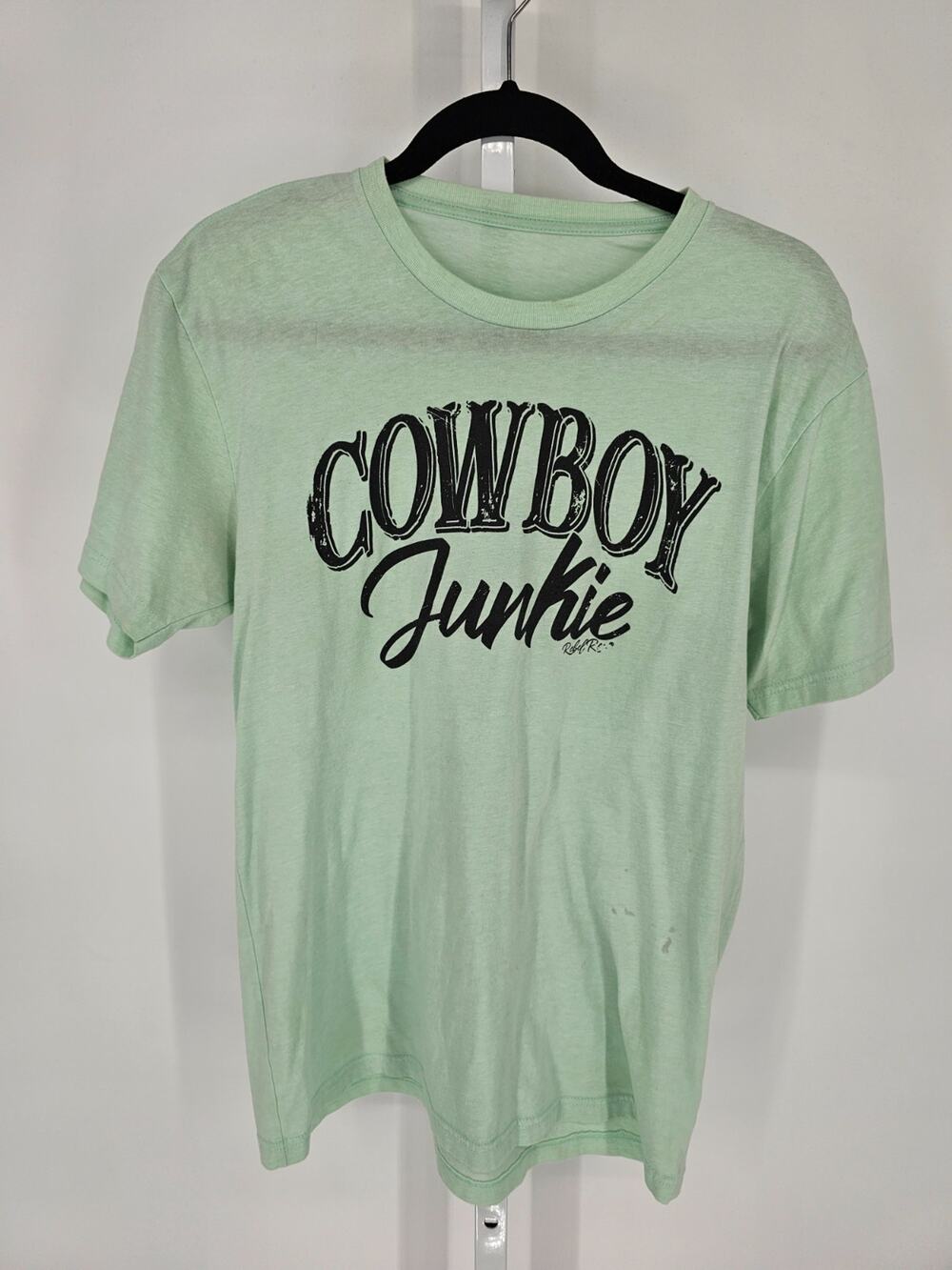 Cowboy Junkie Rebel Rock Womens Sz L Short Sleeve T Shirt Mint Green